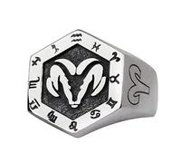 ForFox Bague Bélier Signe Astrologique du Zodiaque Constellation en Argent Sterling 925 Massif pour Hommes Femmes Ouvert et réglable