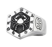 ForFox Bague Cancer Signe Astrologique du Zodiaque Constellation en Argent Sterling 925 Massif pour Hommes Femmes Ouvert et réglable