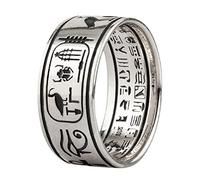 ForFox Bague égyptienne en Argent Sterling 925 Massif gravé Croix Ankh Anubis Horus Scarabée Pharaon Sphinx Bijoux hiéroglyphes égyptien pour Hommes Femmes Taille 70