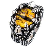 ForFox Bague œil de Protection Mauvais Oeil Jaune en Acier Inoxydable Titane Anneau de déclaration Bijoux Punk pour Hommes Femmes Taille 56
