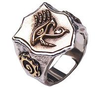ForFox Bague Oeil de Horus égyptienne Vintage en Argent Sterling 925 pour Hommes Femmes Taille réglable 57-65