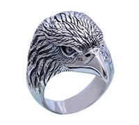 ForFox Bague tête d'aigle en Argent Sterling 925 Massif Bijoux Punk pour Homme Femme Tallie 57