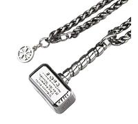 ForFox Collier Pendentif Marteau de Thor Mjolnir en Acier Titane Lourd Punk pour Hommes chaîne de 24 Pouces
