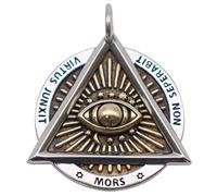 ForFox Pendentif œil de la providence qui voit tout en argent sterling 925 pendentif oeil de dieu maçonnique illuminati avec devise pour homme femme bicolore