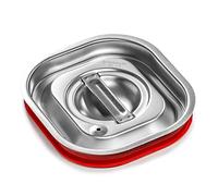 Forgast Couvercle en Acier Inoxydable avec Joint en Silicone | GN 1/6 | 16.2 x 17.6 cm | Avec Poignée Centrale | pour Poêle | pour Bacs GN, Bacs Gastronormes Inoxydables | Lavable au Lave-vaisselle