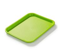 Forgast Plateau de Service 35x25cm Vert Plastique Robuste | Idéal pour Restauration Rapide et Cantine, Bords Arrondis, Plateau Repas Facile à Nettoyer, Lavable au Lave-Vaisselle