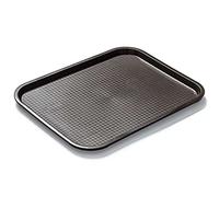 Forgast Plateau de Service 45x35cm Marron Plastique Robuste | Idéal pour Restauration Rapide et Cantine, Bords Arrondis, Plateau Repas Facile à Nettoyer, Lavable au Lave-Vaisselle