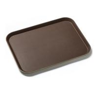 Forgast Plateau de service rectangulaire | Dimensions 51x38cm | Plastique avec surface en caoutchouc antidérapante | Plateau décoratif | Plateau de serveur | Marron et Vert | Parfait pour les serveurs
