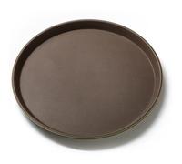 Forgast Plateau de Service Rond | Diamètre 28 cm | Plastique Avec Surface en Caoutchouc Antidérapante | Décoratif | de Serveur | Marron et Vert | Parfait Pour Les Serveurs