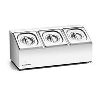 Forgast Récipient alimentaire en acier inoxydable | Norme 3xGN 1/6 | 3 Conteneurs inclus | pour la gastronomie et la restauration | Haute qualité | Pieds antidérapants | Dimensions 52x27x21,5cm