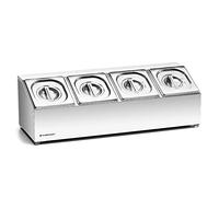 Forgast Récipient alimentaire en acier inoxydable | Norme 4xGN 1/6 | 4 Conteneurs inclus | pour la gastronomie et la restauration | Haute qualité | Pieds antidérapants | Dimensions 68x24,5x21,5 cm