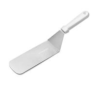 Forgast Spatule à gâteau coudée | Acier inoxydable | Longueur 36,5 cm | Large spatule de service | Pour étaler la pâtisserie | Poignée en plastique blanc | Facile à nettoyer