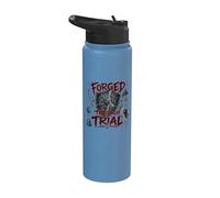 Forgé à travers le procès du guerrier chrétien armure foi Stainless Steel Insulated Water Bottle