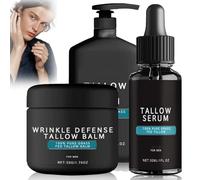 Forge Anti Wrinkle Anti Ageing Skin Care Homme, Skin Care For Men, Wrinkle Defense Tallow Balm Face Moisturiser/Tallow Face Wash/Tallow Night Serum, Natural Wrinkle Defense Tallow Balm (3MIX, M)