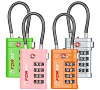 Forge Cadenas de voyage approuvé par la TSA à combinaison à 4 chiffres avec TSA008, indicateur d'alerte ouvert, corps en alliage de zinc pour bagages, valise, sac à dos, et plus encore. 4 couleurs, 4