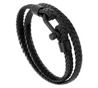 Forge & Foundry Bracelet en cuir tressé noir pour homme | Fermoir à vis en D noir mat | Design-Led, bijoux artisanaux de Londres, Medium, Cuir, Pas de gemme