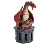 Forged Dice Co. Dragon Dice Jail - Support de dés D&D et boîte de rangement avec collection miniature de dragon amovible - Peut contenir jusqu'à 2 ensembles de RPG polyédriques standard - Dragon rouge