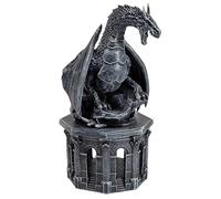 Forged Dice Co. Dragon Dice Jail - Support de dés D&D et boîte de rangement avec collection miniature de dragon amovible - Peut contenir jusqu'à 2 ensembles de RPG polyédriques standard - Dragon noir