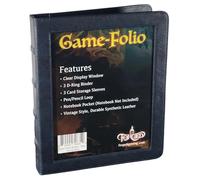 Forged Dice Co. Game-Folio Classeur en cuir synthétique - Classeur de jeu pour feuilles de personnages DND avec organiseur de cartes de sorts DND et poche avant transparente - Compatible avec les jeux