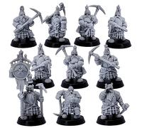 Forged Terrain Dwarf Miner Ensemble miniature à l'échelle 32 mm - Figurines fantastiques non peintes pour RPG DnD Fantasy Gaming G Figurines d'unité de l'armée naine