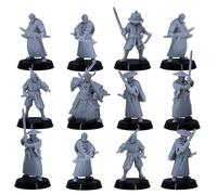 Forged Terrain Ensemble de figurines japonaises de samouraï Ronin, figurines d'épéistes de guerre, non peintes, figurines féodales de samouraï Nippon Starter Army