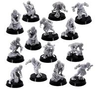 Forged Terrain - Figurines de Goule Zombie Horde 32 mm - Lot de 14 Miniatures de Jeu de Rôle - Peint, Personnalisable, Détail Horrible