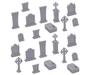 Forged Terrain Lot de pierres tombales de cimetière à l'échelle de 28 mm - Figurines de scène de jeu sur table