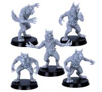 Forged Terrain Soldats loup-garou - 5 figurines de loup-garou de la Seconde Guerre mondiale pour jeux de guerre de table | Figurines d'horreur à l'échelle de 32 mm | DnD | Licence Kyoushuneko |