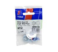 Forgefix Écrou et rondelle M12 ForgePack 4, plaqué zinc brillant pour une meilleure résistance à la corrosion
