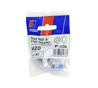 Forgefix Écrou et rondelle M20 ForgePack 1, plaqué zinc brillant pour une meilleure résistance à la corrosion