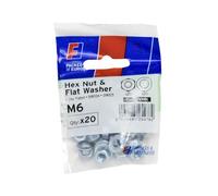 Forgefix Écrou et rondelle M6 ForgePack 20, plaqué zinc brillant pour une meilleure résistance à la corrosion
