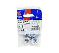 Forgefix Écrou et rondelle Nyloc M12 ForgePack 4, plaqué zinc brillant pour une meilleure résistance à la corrosion