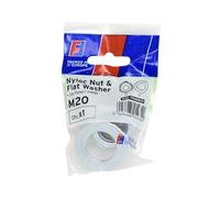 Forgefix Écrou et rondelle Nyloc M20 ForgePack 1, plaqué zinc brillant pour une meilleure résistance à la corrosion