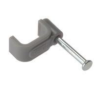 ForgeFix Lot de 100 clips plats en plastique gris avec clous plaqués zinc 2,50 mm