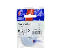 Forgefix Rondelles plates ZP M10 x 40 mm ForgePack 6, plaqué zinc brillant pour une meilleure résistance à la corrosion