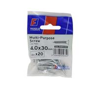 Forgefix Vis Pozi multi-usages CSK ST ZP 4,0 x 30 mm ForgePack 20, utilisées dans tous les métiers, y compris la menuiserie, l'électricité et la plomberie