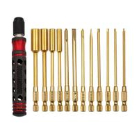 Forgekael 12 in 1 Tournevis Hexagonal 1,5 2,0 2,5 3,0 mm 6,35 mm Changement Rapide Vis hexadécimales de clé Allen Téle(12 in 1 Red Handle)