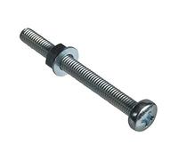 ForgePack Lot de 6 vis pour machine avec écrous et rondelles M5 x 50 mm Plaqué zinc