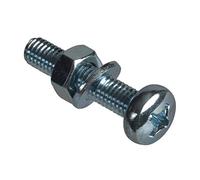 ForgePack Lot de 6 vis pour machine avec écrous et rondelles M6 x 30 mm Plaqué zinc