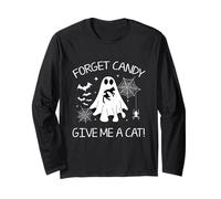 Forget Candy Give Me A Cat Funny Boo Ghost Tenant Un Chat Noir Manche Longue