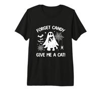 Forget Candy Give Me A Cat Funny Boo Ghost Tenant Un Chat Noir T-Shirt Haut de Gamme