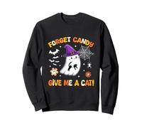 Forget Candy Give Me A Cat Ghost Tenant Un Chat Noir Groovy Sweatshirt