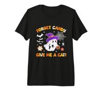 Forget Candy Give Me A Cat Groovy Ghost Tenant Un Chat Noir T-Shirt Haut de Gamme