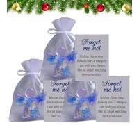 Forget Me Not Dried Flower Angel Keepsake, Mini Resin Guardian Angel Figurine with Organza Bag and Sympathy Card, Memorial Pocket Hug Token, Long Distance Relationship Keepsake(3pcs)
