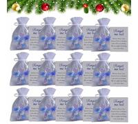 Forget Me Not Dried Flower Angel Keepsake, Mini Resin Guardian Angel Figurine with Organza Bag and Sympathy Card, Memorial Pocket Hug Token, Long Distance Relationship Keepsake(12pcs)