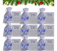 Forget Me Not Dried Flower Angel Keepsake, Mini Resin Guardian Angel Figurine with Organza Bag and Sympathy Card, Memorial Pocket Hug Token, Long Distance Relationship Keepsake(9pcs)