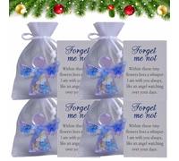 Forget Me Not Dried Flower Angel Keepsake, Mini Resin Guardian Angel Figurine with Organza Bag and Sympathy Card, Memorial Pocket Hug Token, Long Distance Relationship Keepsake(4pcs)