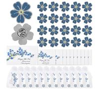 Forget Me Not Lot d'épingles commémoratives pour invités avec fleurs mémoires, cartes commémoratives, sacs en organza, décorations funéraires, taille unique, Acier allié