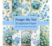 Forget Me Not Scrapbook Paper: 20 Blue Floral Watercolor Designs, Craft Paper for Decorating, Journaling, and DIY Projects