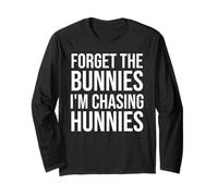 Forget The Bunnies I'm Chasing Hunnies Boys Funny Easter Kid Manche Longue